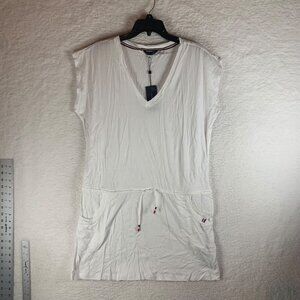 Tommy Hilfiger‎ Women's V-Neck Tie Waist White Cotton Swim Cover Up Size S NWT